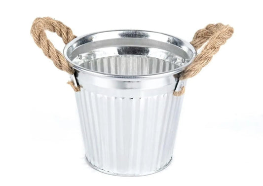 6pcs 16cm Garden Plant Pots Outdoor Galvanized Zinc Metal Planter, Plant Pots