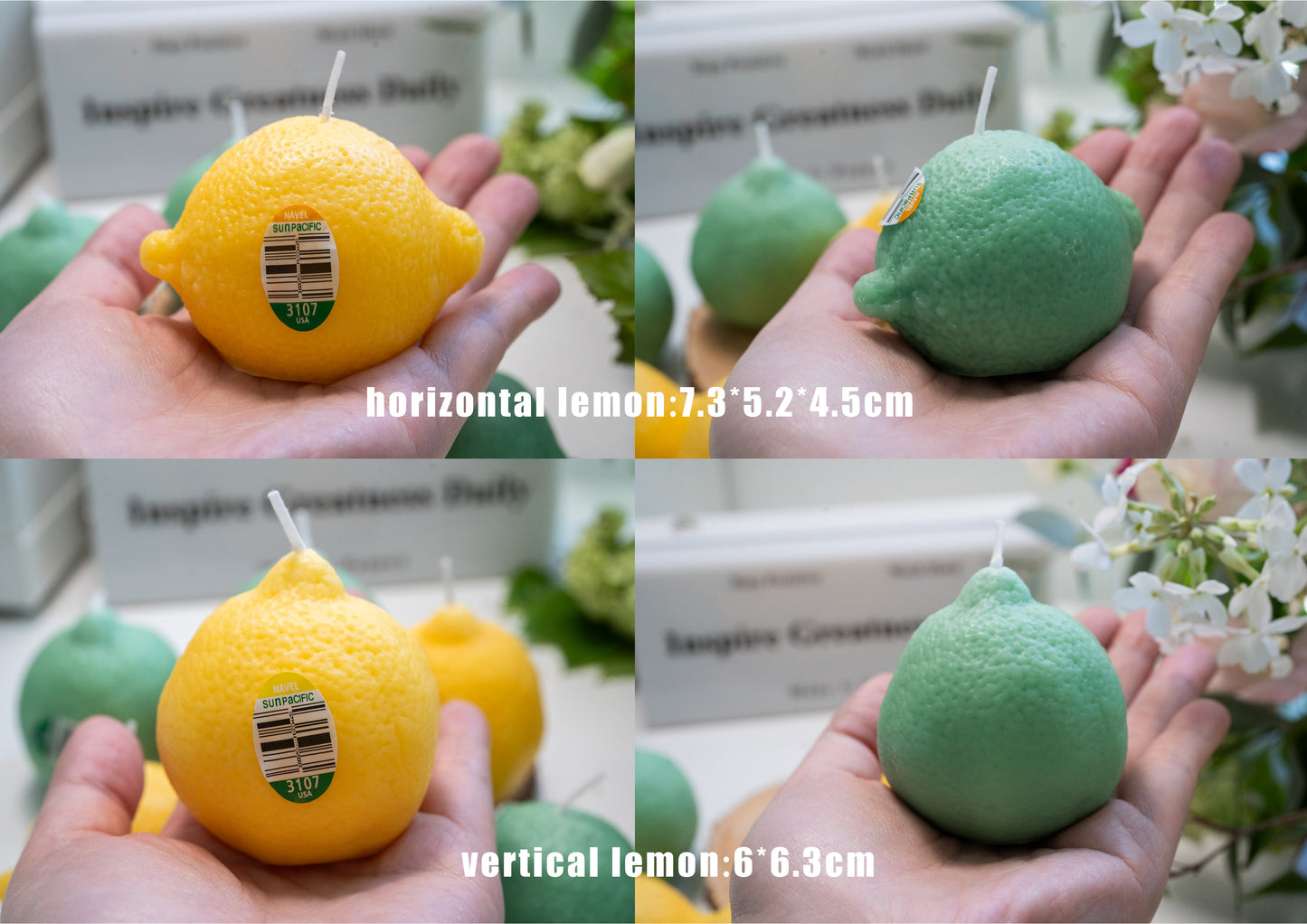 Handmade Lemon Shaped Scented Candles, Yellow Lemon Soy Wax Candles
