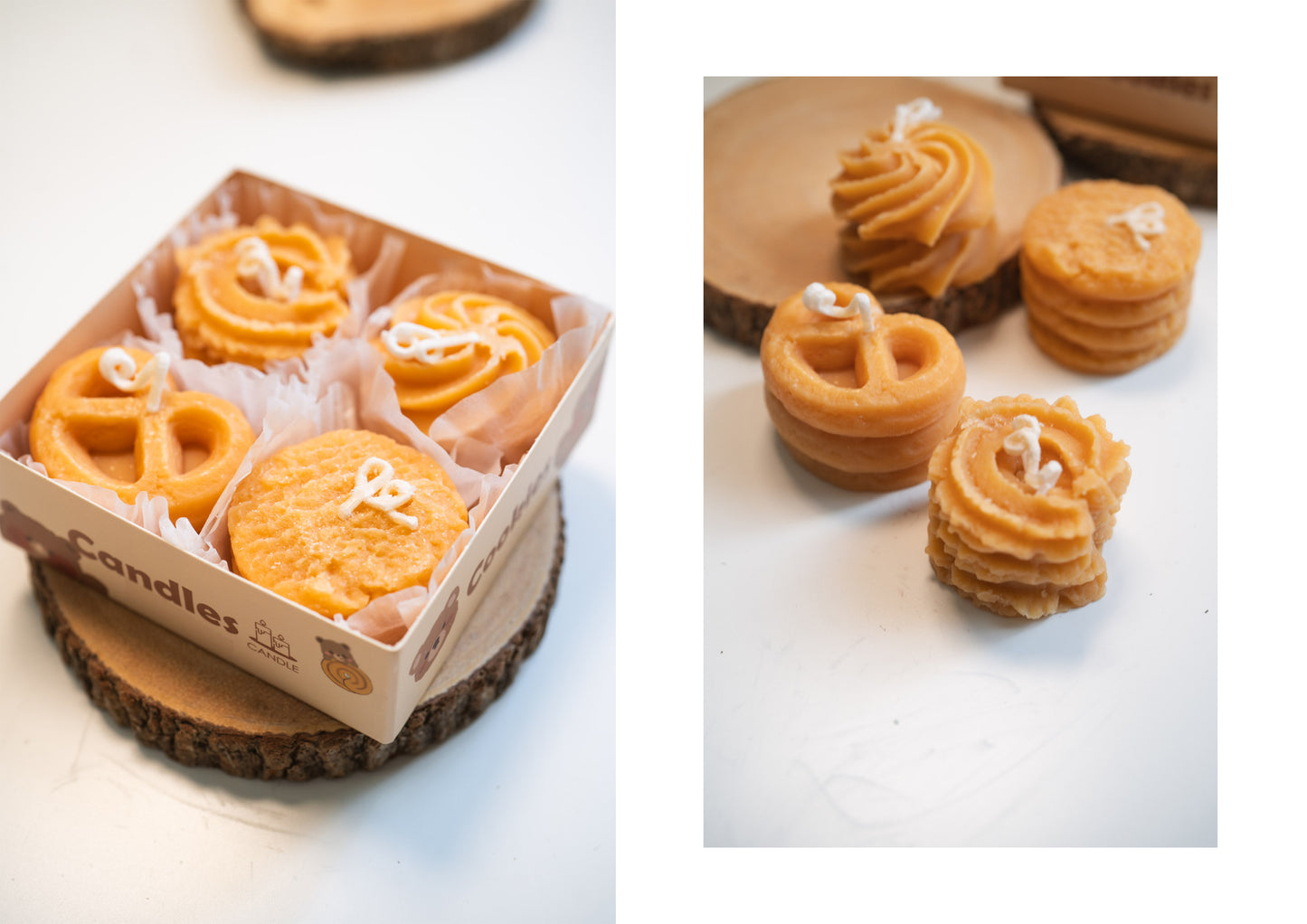 4pcs Cookie Candles Set, Biscuit Soy Wax Candles, Christmas Birthday Gift Box