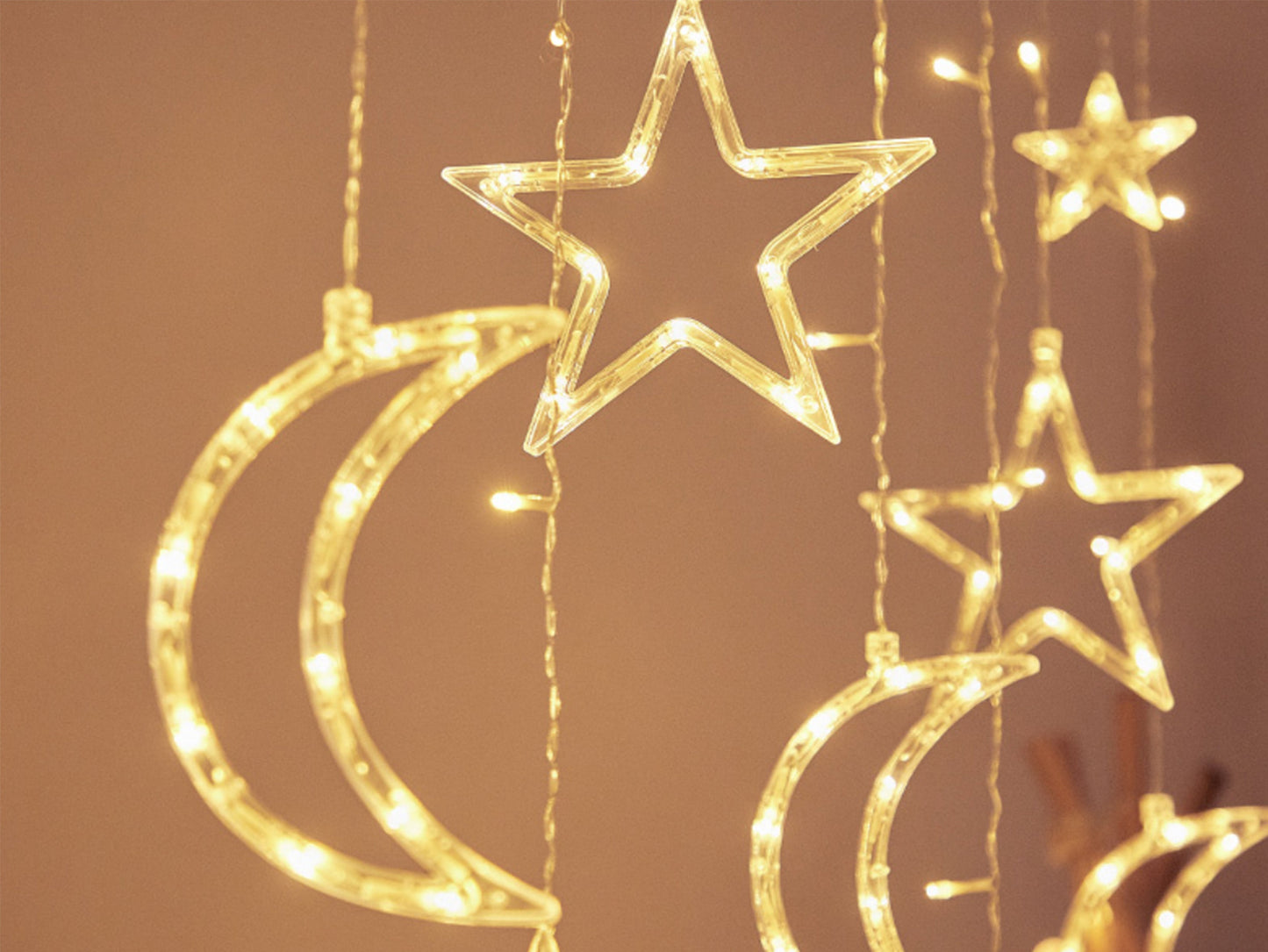 Moon and Star Fairy String Lights, Warm White Home Lights Decor, Bedroom Accessories