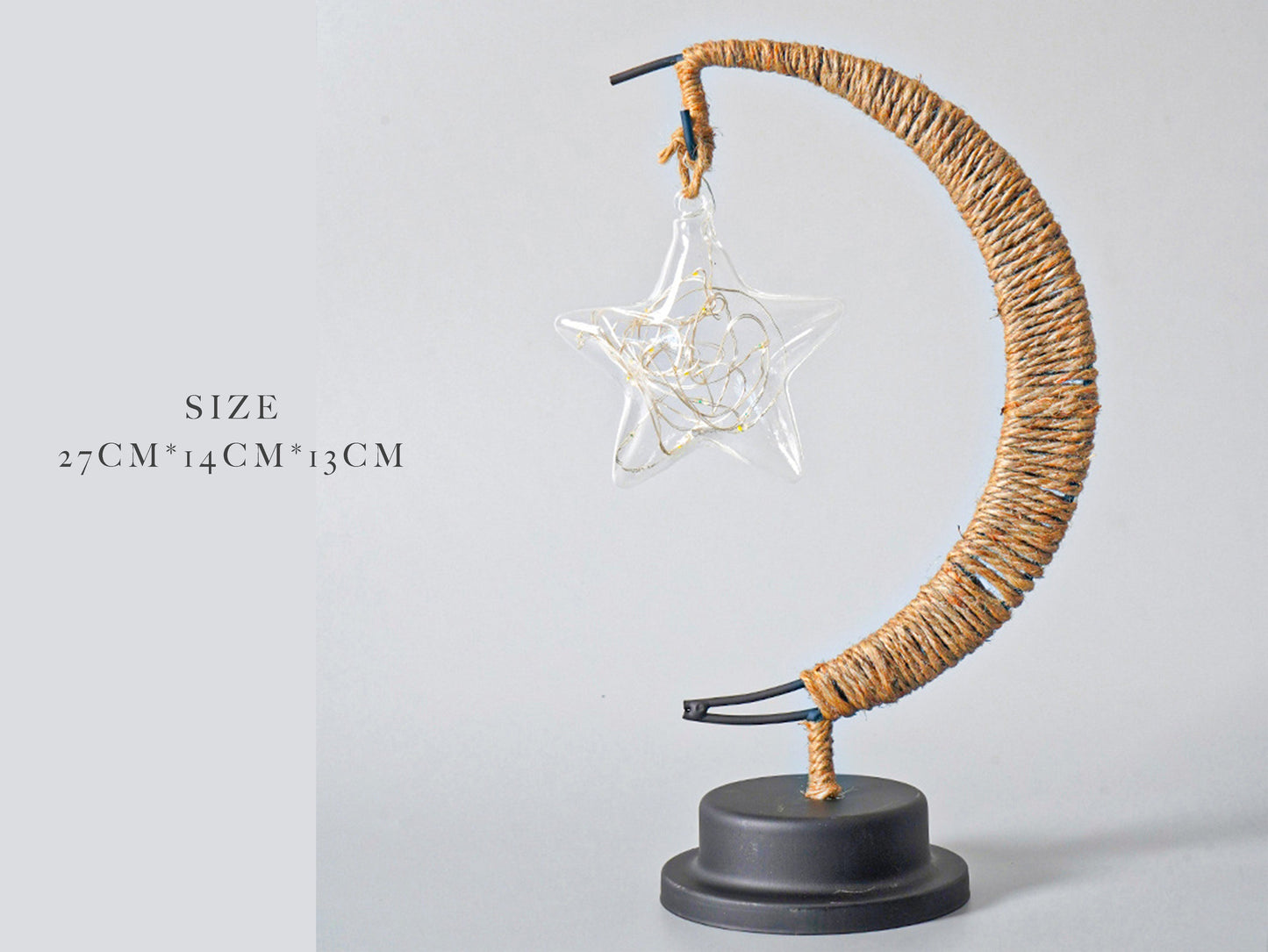 Moon Star Apple Fairy Lights, Moon Design Twine Table Lamp