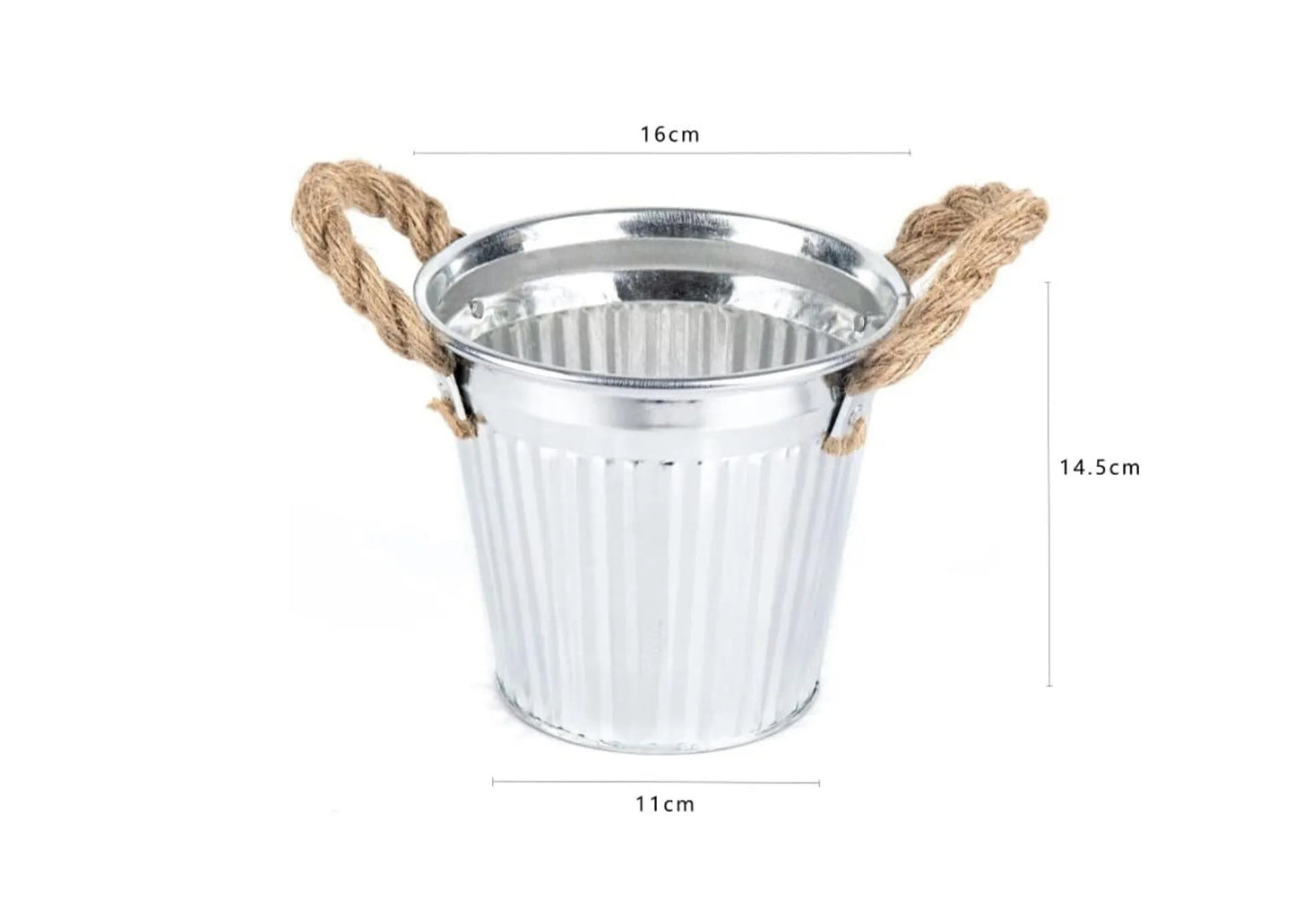 6pcs 16cm Garden Plant Pots Outdoor Galvanized Zinc Metal Planter, Plant Pots