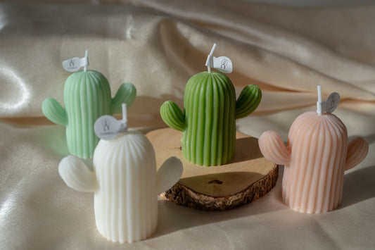 Cactus Shaped Scented Candles, Handmade Soy Wax Candles