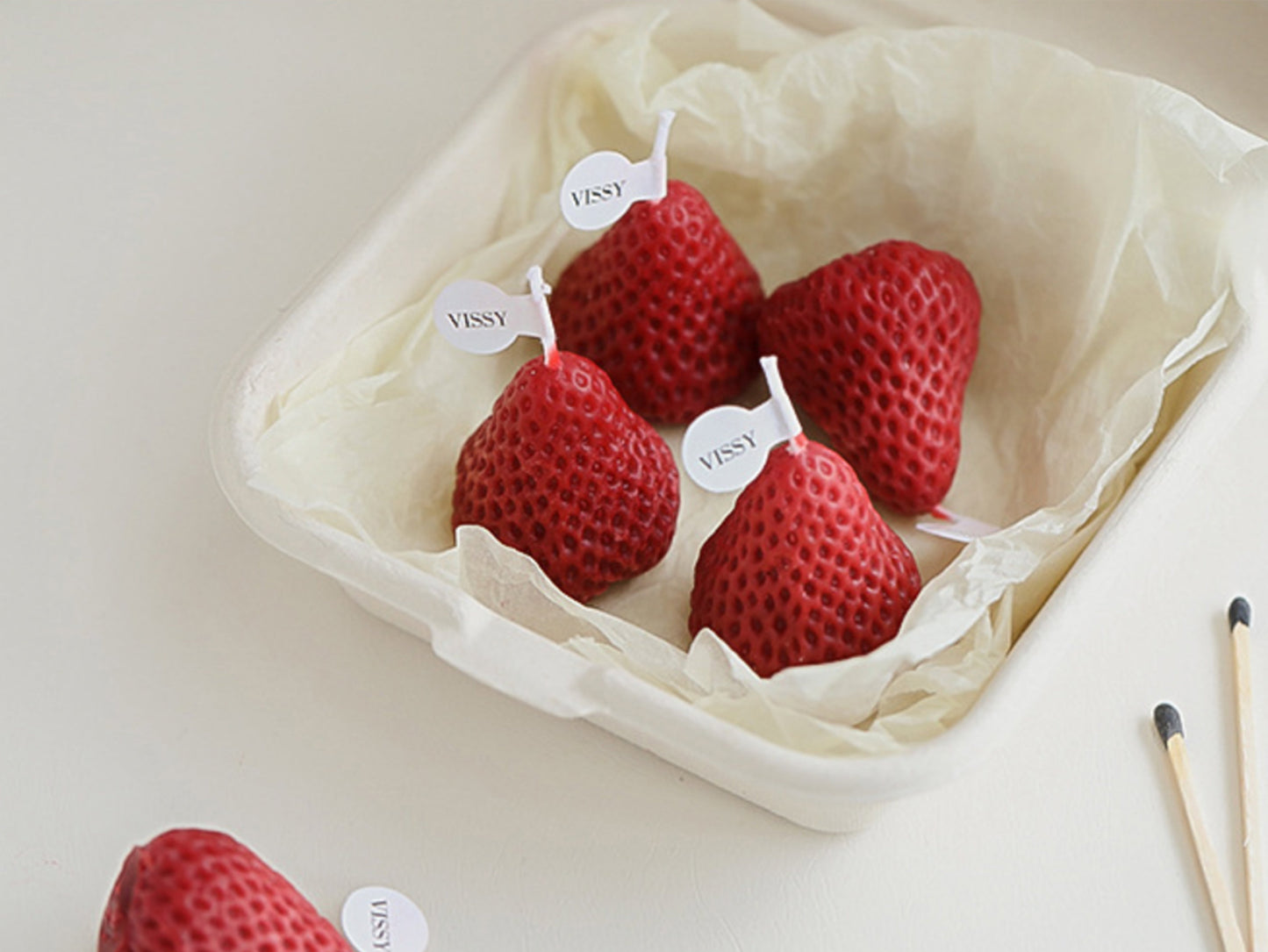 Handmade Strawberry Shaped Scented Candles, Pink Red Soy Wax Candles