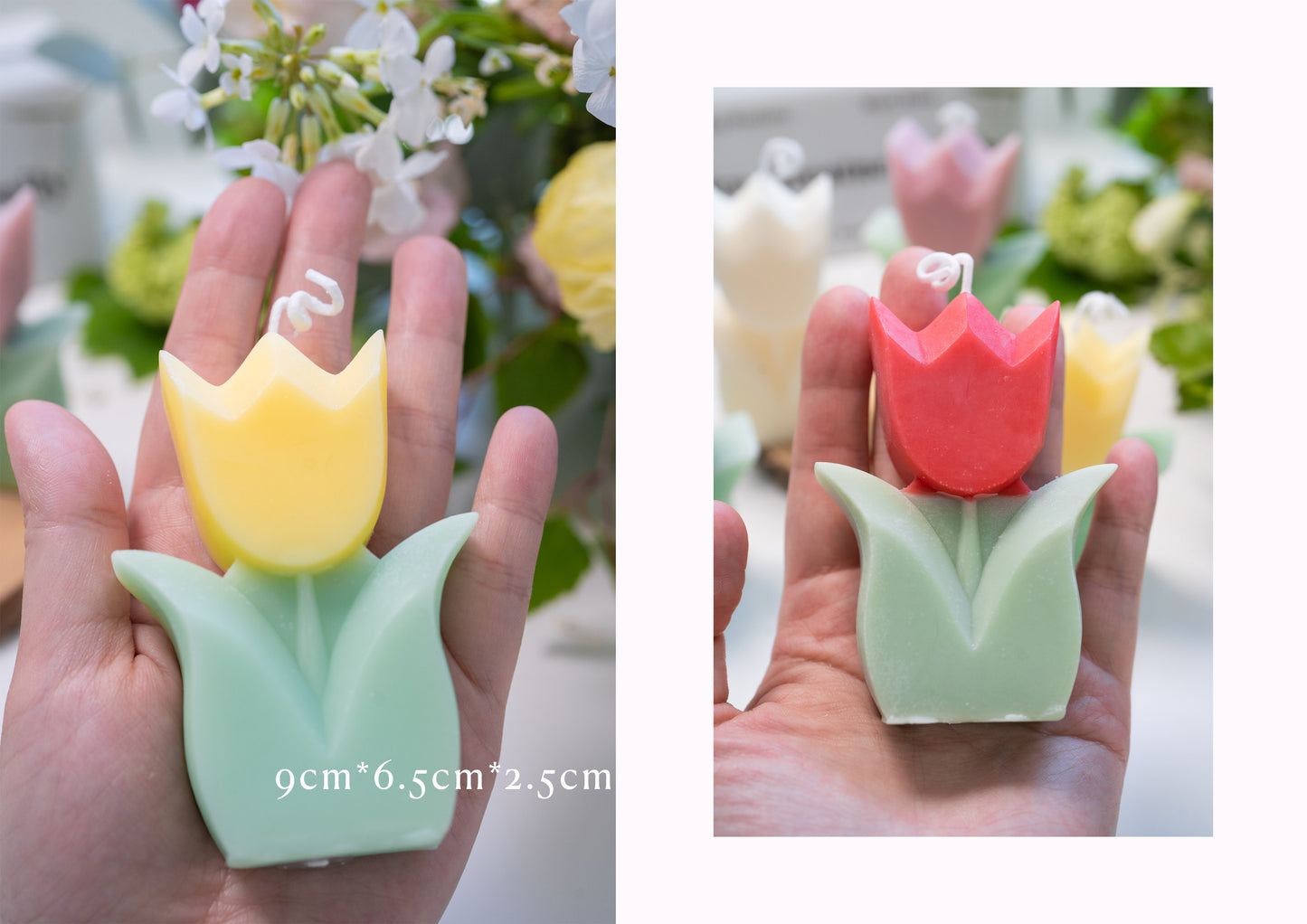 Handmade Tulip Scented Candles, Home Fragrance, Handmade Soy Wax Candles, Homewarming Gifts