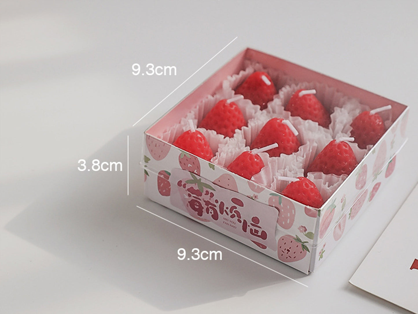 9pcs Pink Red Strawberry Candles Set, Christmas Birthday Gift Box