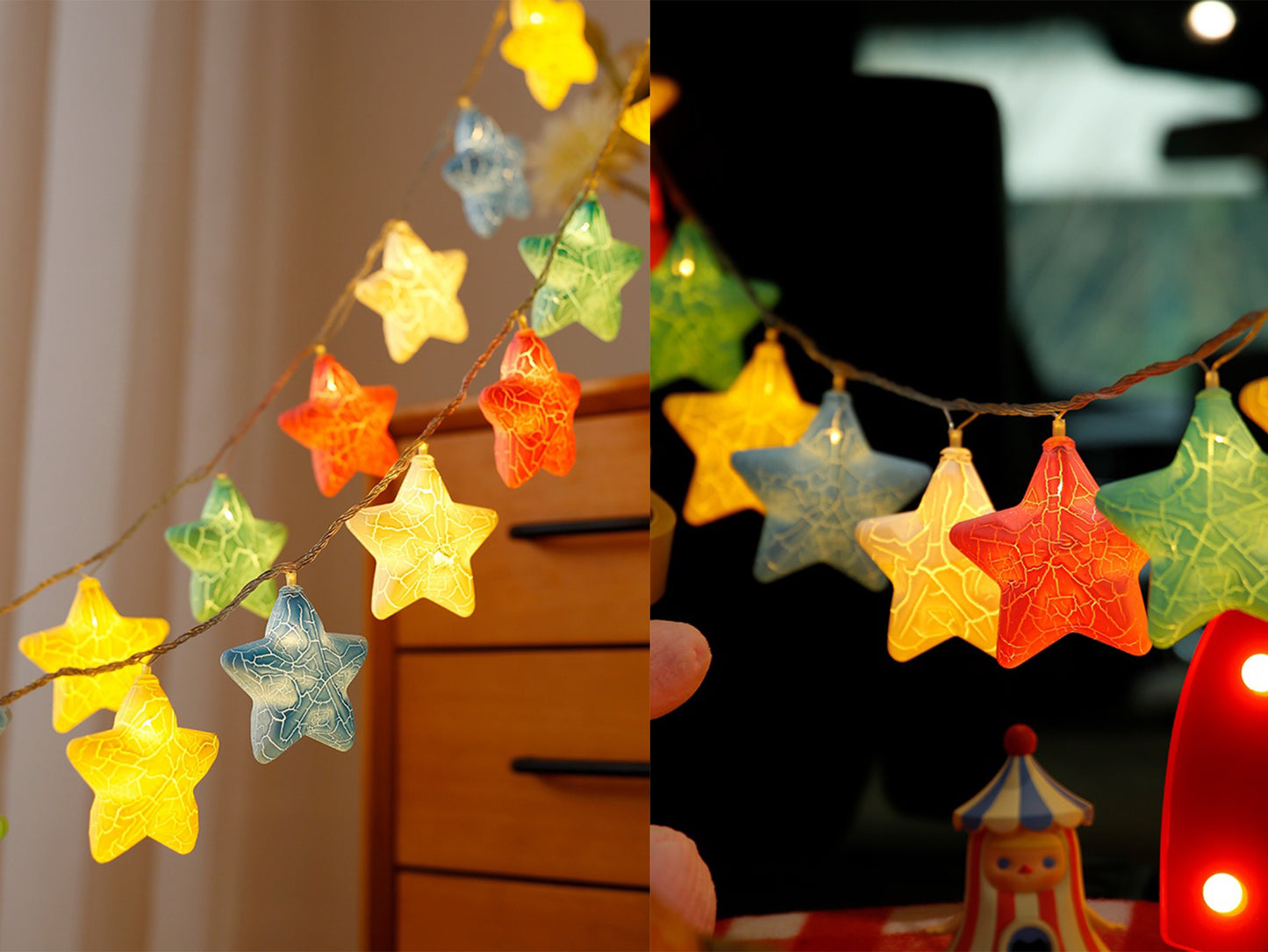 Textured Cracked Star Fairy String Lights