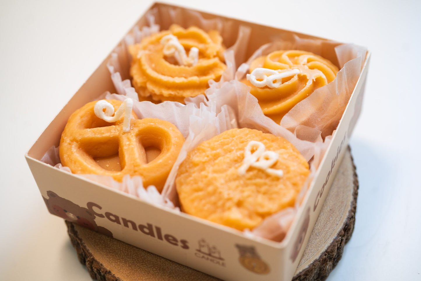 4pcs Cookie Candles Set, Biscuit Soy Wax Candles, Christmas Birthday Gift Box