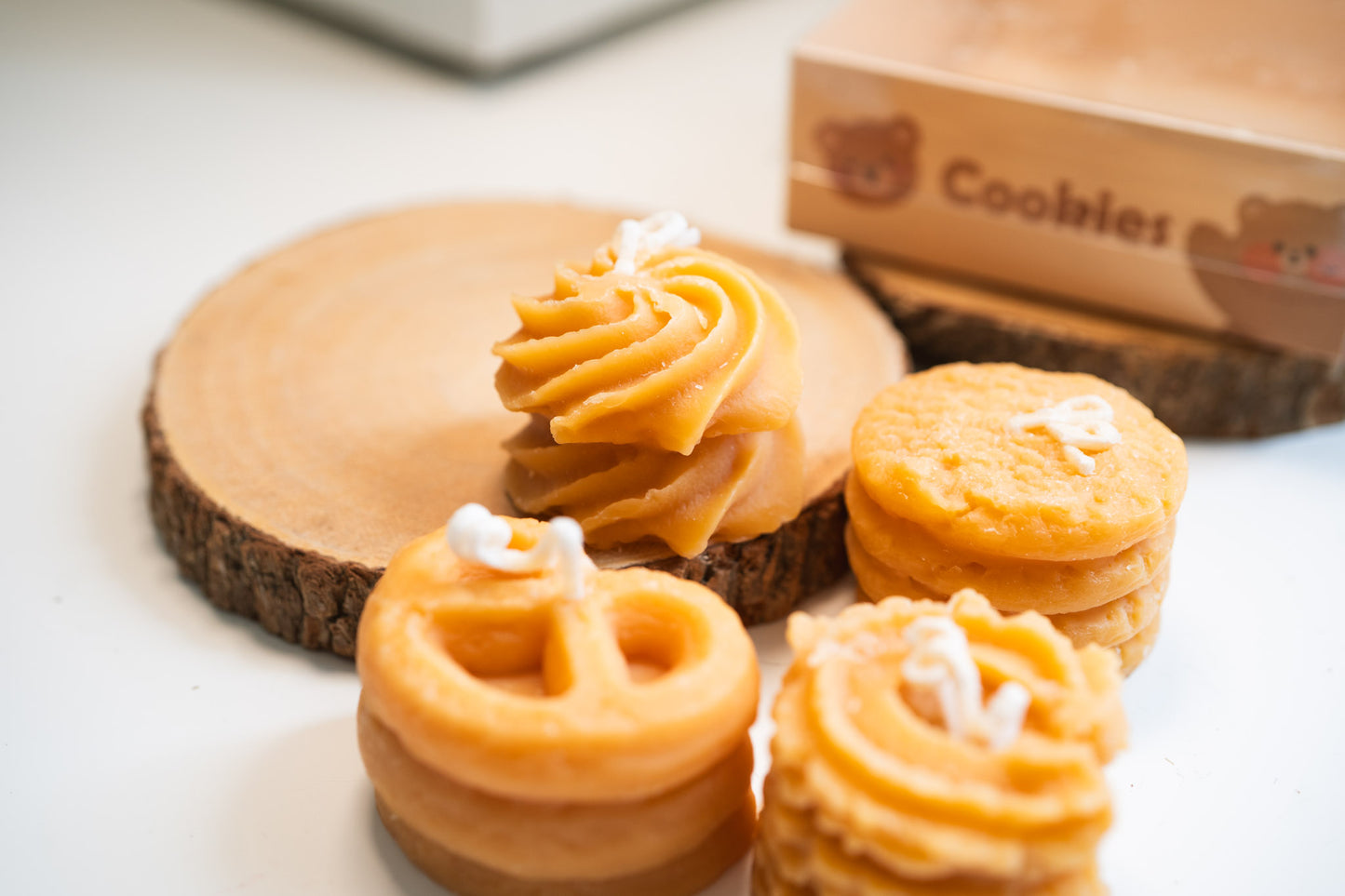 4pcs Cookie Candles Set, Biscuit Soy Wax Candles, Christmas Birthday Gift Box