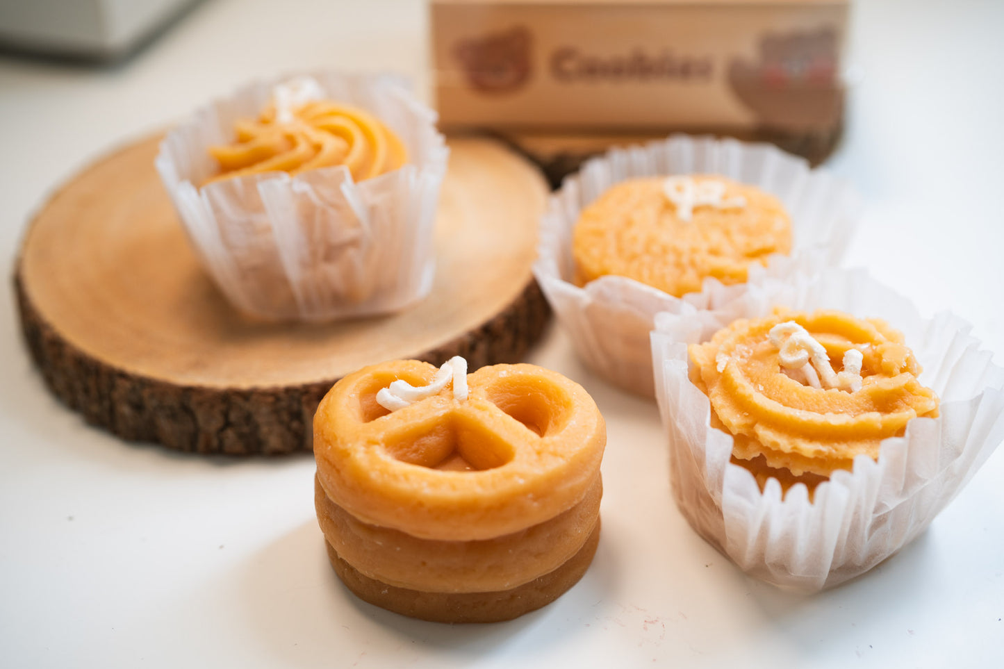 4pcs Cookie Candles Set, Biscuit Soy Wax Candles, Christmas Birthday Gift Box