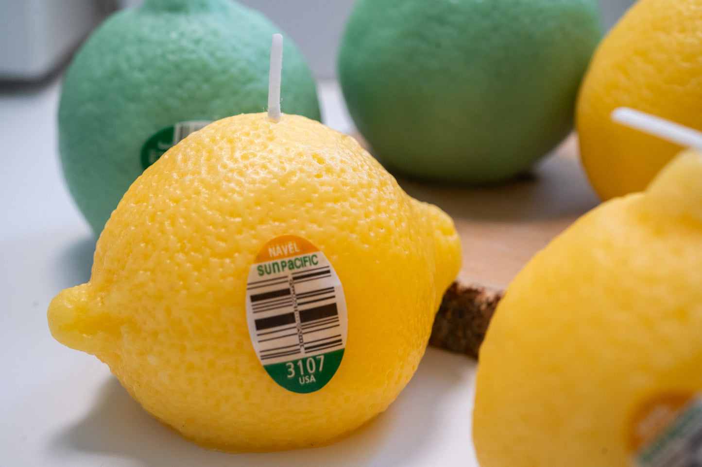 Handmade Lemon Shaped Scented Candles, Yellow Lemon Soy Wax Candles