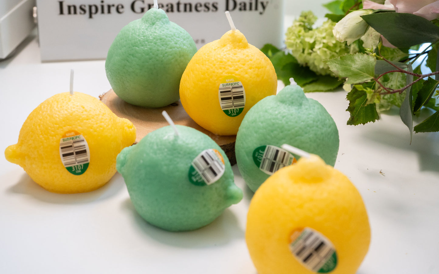 Handmade Lemon Shaped Scented Candles, Yellow Lemon Soy Wax Candles
