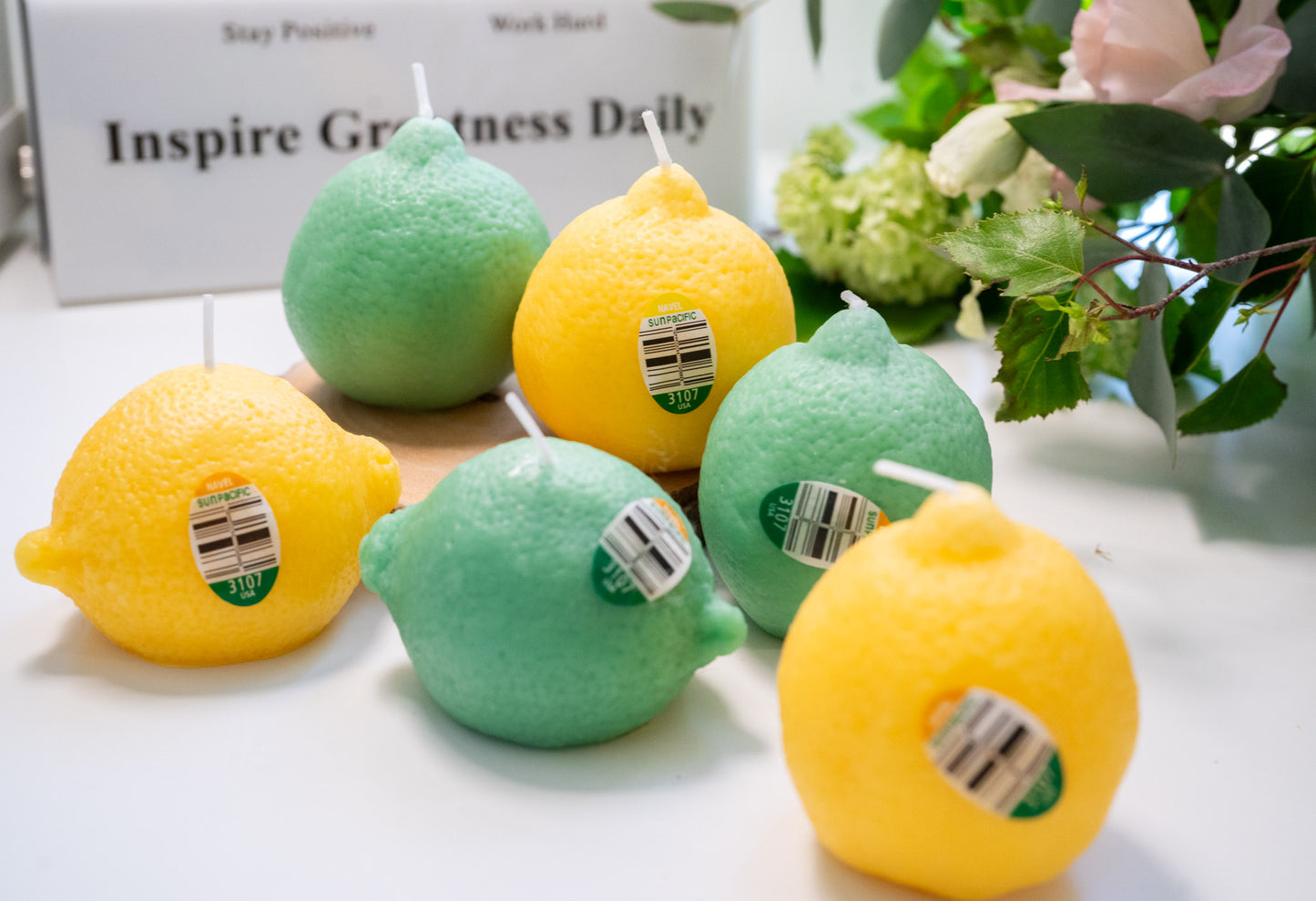 Handmade Lemon Shaped Scented Candles, Yellow Lemon Soy Wax Candles
