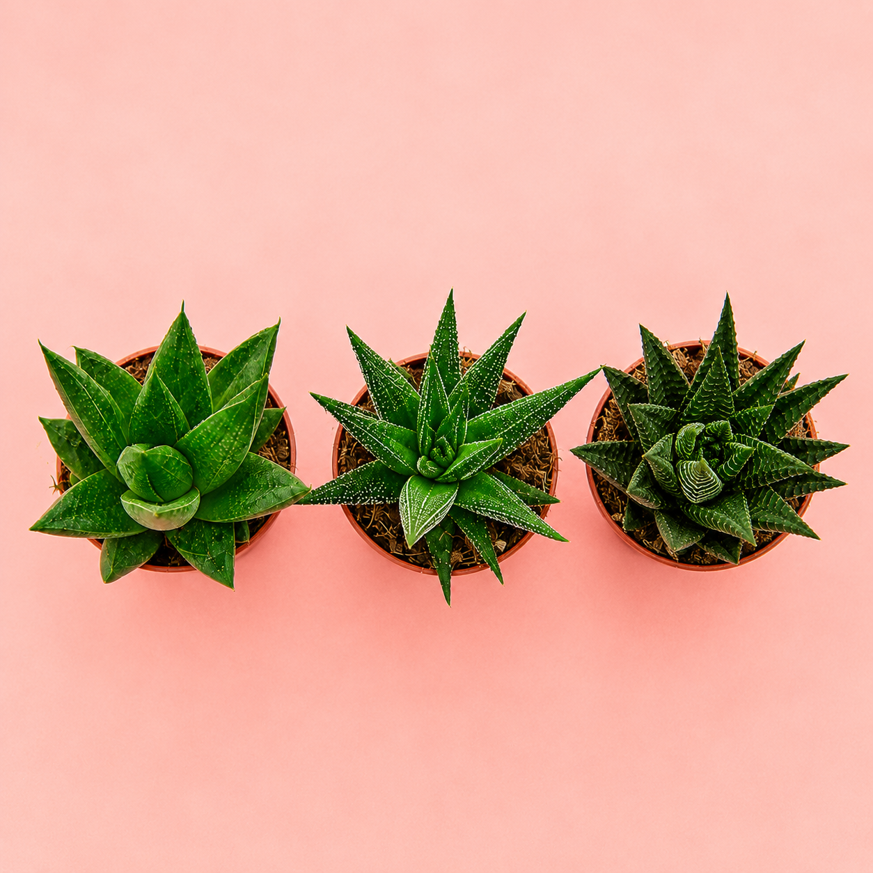 3pcs Succulent Plant Set in 5cm Pots – Haworthia Concolor, Aloe Mitriformis & Gasteraloe