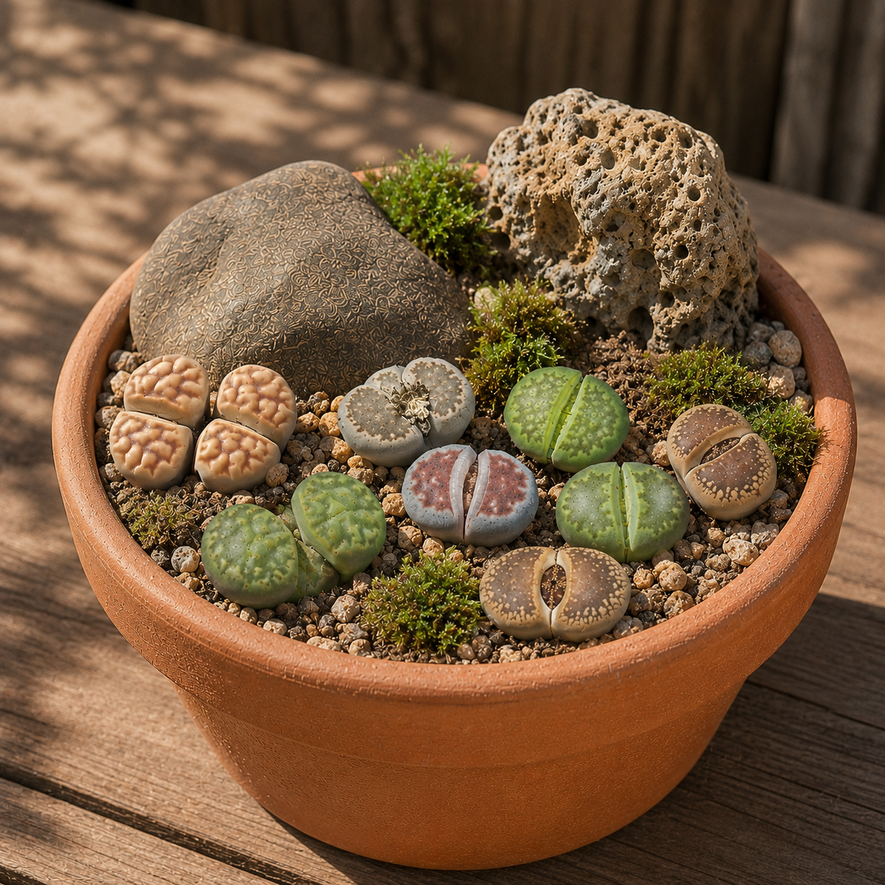 Living Stone New Starter Kit - with 1 Bag of Lithops Soil, 5 Single-Head Lithops, 2 Double-Head Lithops, 1 Terracotta pot, 1 Tweezers Tool - Succulents, Cactus, Gift for Kids, Gift for Succulents Lovers