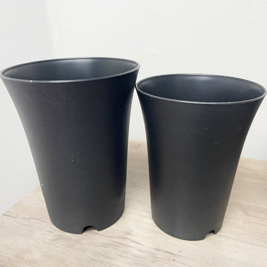 5pcs Black Plastic Round Flower Pots for Succulents Home Office Garden Decoration