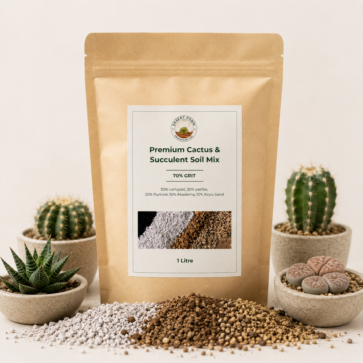 Premium Cactus & Succulent Potting Mix soil for Mature Lithops & Haworthia - 0